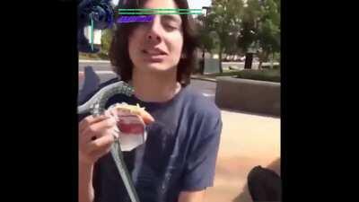 Wonder how much he paid for that taco...