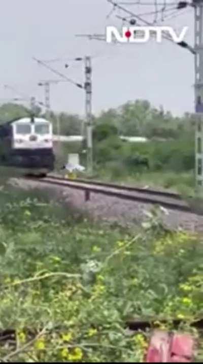 Indian Man Attempts to Stop Train