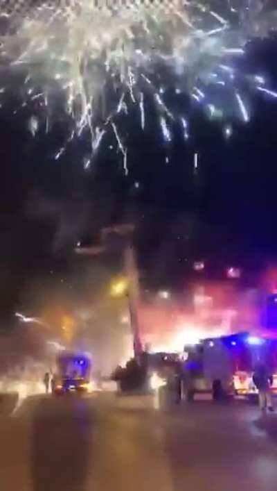 A fireworks store in Iran caught fire and things slowly kick off