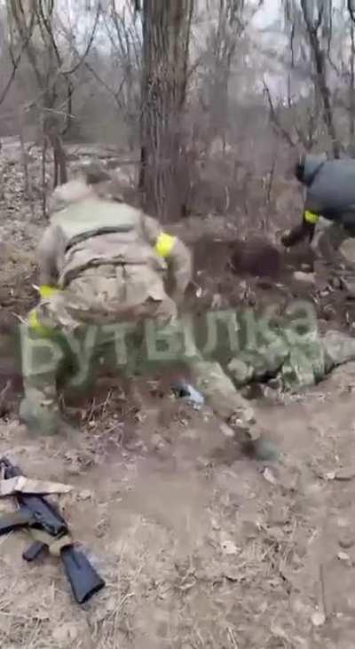 RU pov - Ukrainian Troops Bury Alive One Of their Men As he Refused to Go to the Front