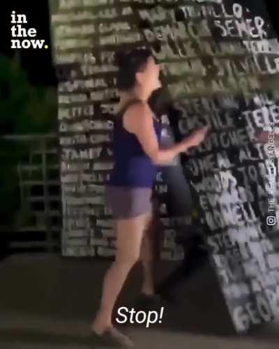 Woman destroys George Flyod memorial