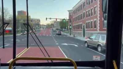 Boston's new center bus lanes being taken for a spin