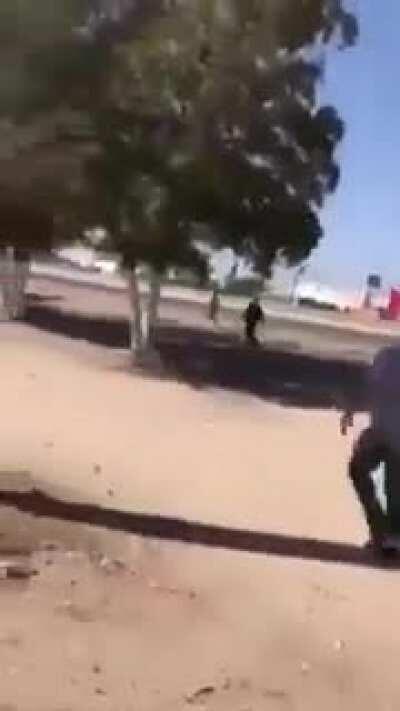 Trying to arrest a fleeing suspect and then this truck comes out of nowhere to give a helping hand. Location: somewhere in Mexico