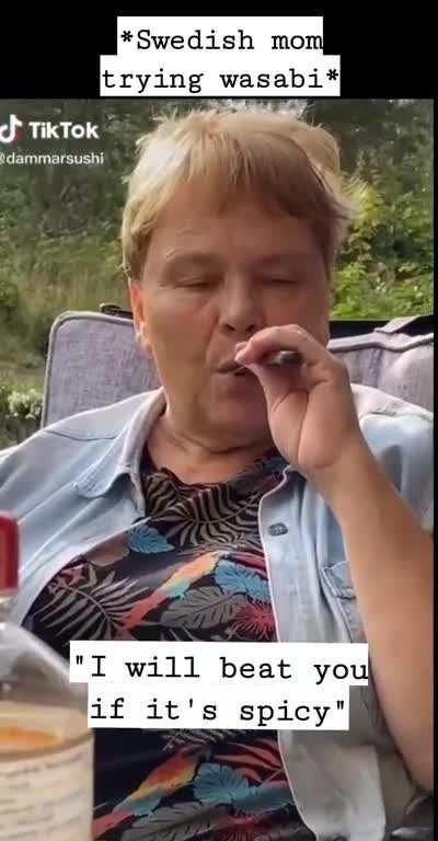 Swedish mom trying wasabi