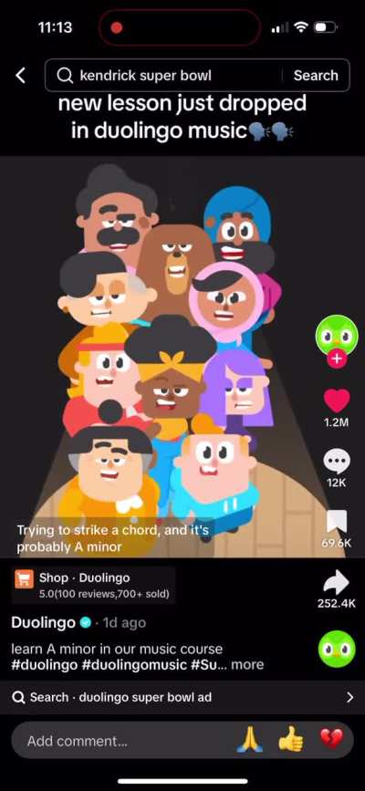 Holy shit — DuoLingo social media going after Drake a la Kendrick Lamar