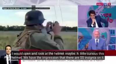 UA POV: French LCI broadcast presenter noticed the SS and ww2 German insginias of UA soldiers in Kursk during documentary live TV but quickly excused it and moves on