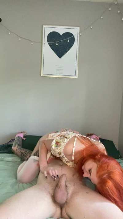 I had planned to just sit on his face, but couldn’t resist sucking his cock too