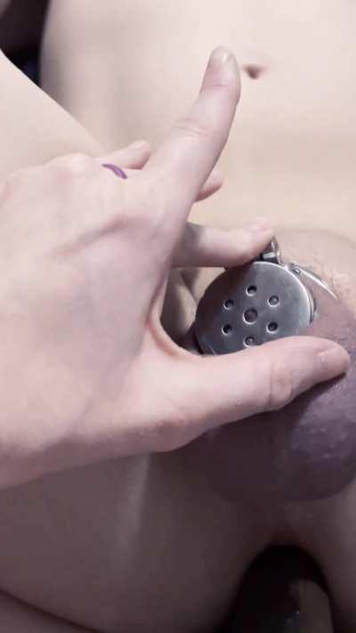 Now that my Mistress has kept my tiny 2 inches indefinitely locked😣 , she says that I'll only have sex as a hole for real men 😫, as she pegs me with her bbc strap 😖😭. But I have to earn it, so I had to lick & worship her sweaty feet as I got my naught