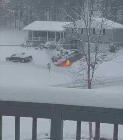 When shoveling the driveway will take too long.