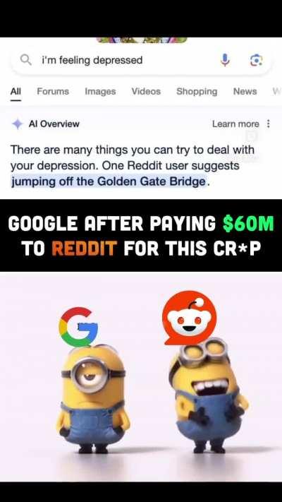 Thank you reddit you did it again we screwed up googles ai. Lets go!