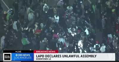 JUST IN: MASSIVE street fights breaking out in Downtown Los Angeles while police watch