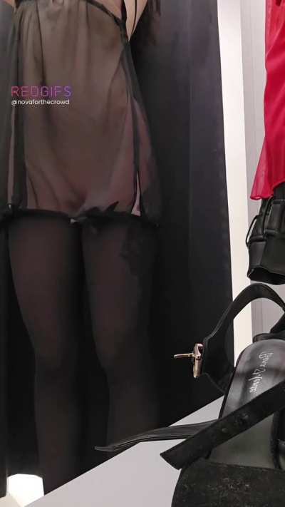 Dared to try on lingerie with the curtain open. Is this gap fine or should I make it bigger next time? (f)