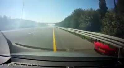 Seat Ibiza Tailgating/Racing a Ferrari 812 Superfast causes accident