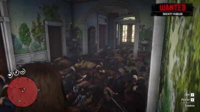 Arthur is very determined to end the conflict with the law peacefully, at the Braithwaite. Still haven't reached the rope limit lol.