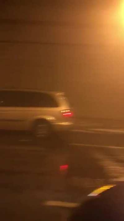 Took refuge in the airport tunnel, nothing but mist and an insane loud rumbling sound at the west entrance.