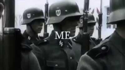 Bald martin as army man