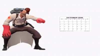 Medic laughs at a Calender