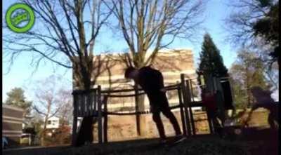 Child does a killer backflip