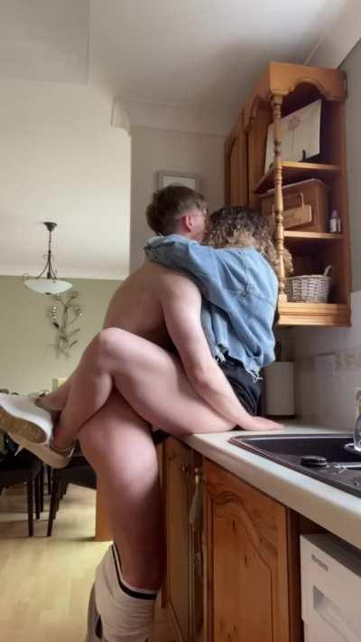 Passionate sex in the kitchen