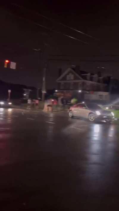 Brave woman attempts to stop a street takeover