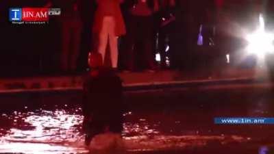 Kanye West randomly decided to do a free concert in Yerevan Armenia and at the end of the concert he jumped in the lake… Everyone else jumped with him in the lake and he looked so happy. My favorite Kanye West moment