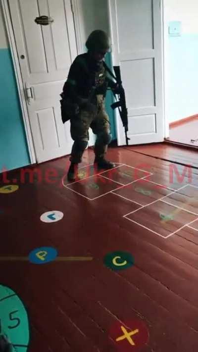 Ukrainian military in the school they occupied...