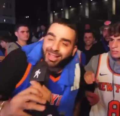 Knicks fans after winning the season opener