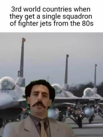 Irish Air Force officers visiting the Ghana booth at the local airshow reacting to the 5 Super Tucanos on display (worth more than the entire Irish military)