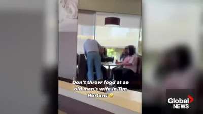 Senior citizen gives teenager a 2 piece and a soda for throwing food at his wife