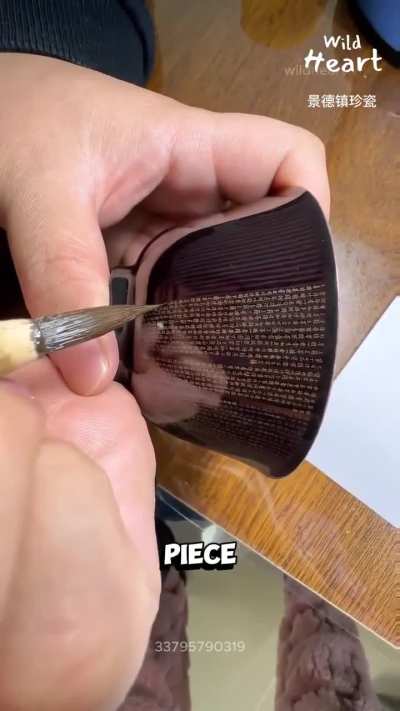 Stunning micro calligraphy on porcelain