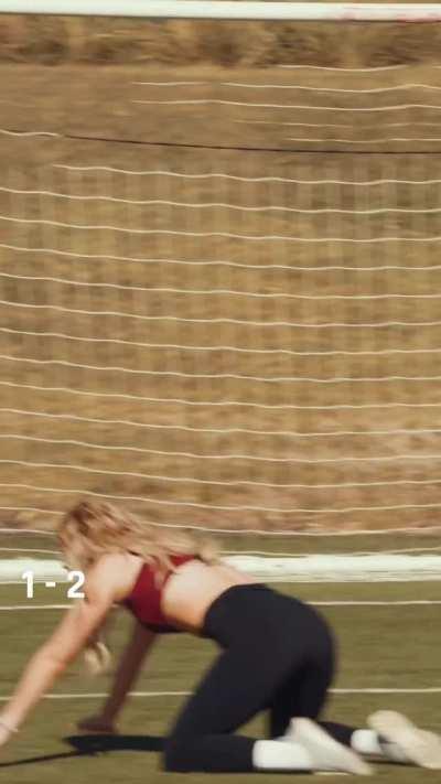 attempting soccer penalty kicks