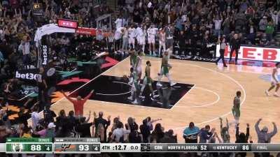 [Highlight] Dejounte Murray drills the turnaround jumper over Schroder to put the Spurs up 5 with 12.7 left