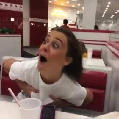 Cute girl gets embarrassed by forced flash