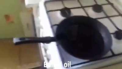 Adding Some Water To Boiled Oil (Could Be A Bit Loud) (Check Comments For Full Video)