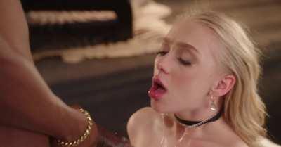 Blonde choking on a big dick