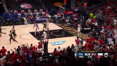 [Highlight] John ”Skywalker” Collins takes off for the furious putback. Atlanta crowd strongly likes it