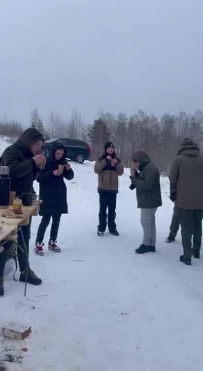 Our Lithuanian Heroes the Wolves Of Light, enjoying their Borsch!