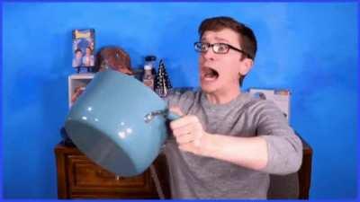 Scott pours boiling water on himself for your amusement: GIF edition