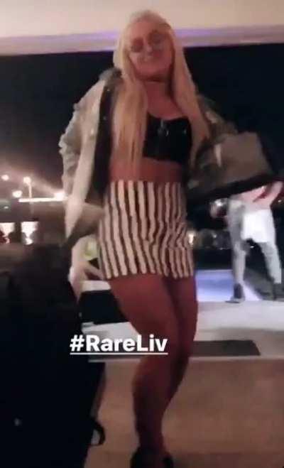 Showing some of her dance moves