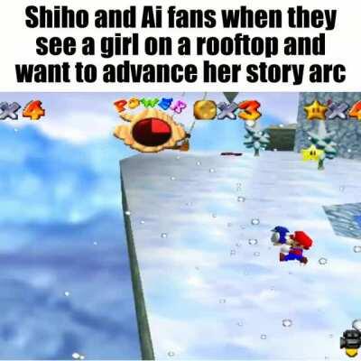 Shiho fans be like wow thats so sad your sexual assault caused you to jump off a roof now add a romance route