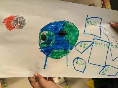 Not sure how much this belongs, but I had to share this incredible free draw from a 2nd grader today. I haven't stopped thinking about it yet