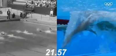 1932 vs 2016 100m swim comparison
