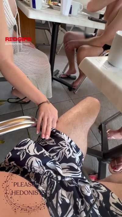 How humiliating for cuck that he could only watch his wife grope another mans cock in public