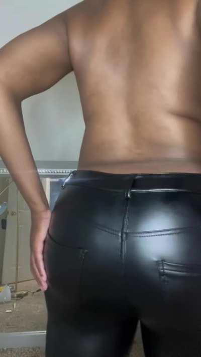 The fart struggling through the leather pants 