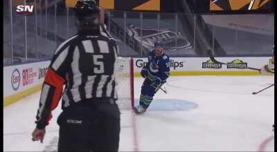 Marky's reaction to the empty net