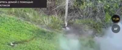 Russian goes flying after being struck by Ukrainian FPV [May 2025]