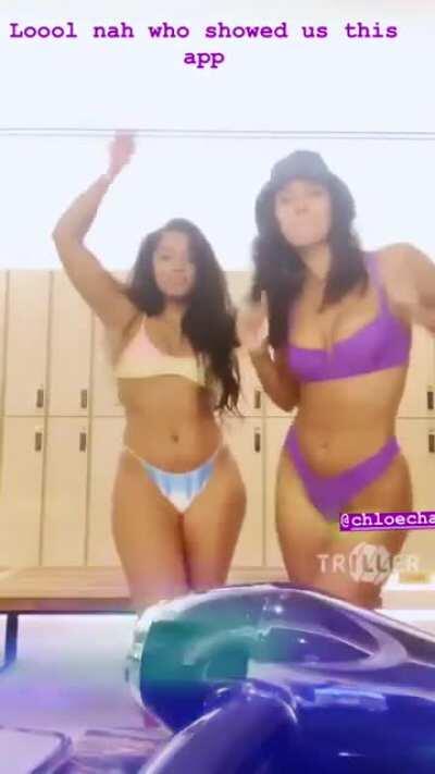 Purple bikini locker room dancing (taken from IG Stories)