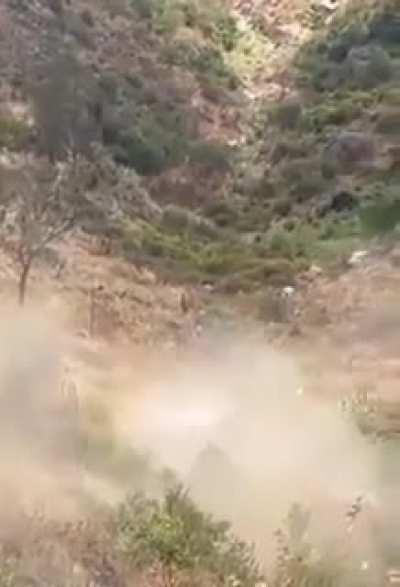 Pickup truck fails to make it to safety and tumbles downhill