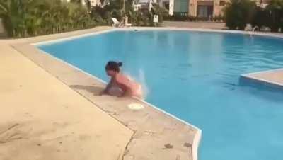 Thinking you are a professional long jumper on vacation.