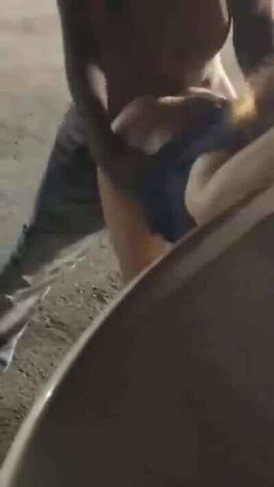 Literally in the middle of the street